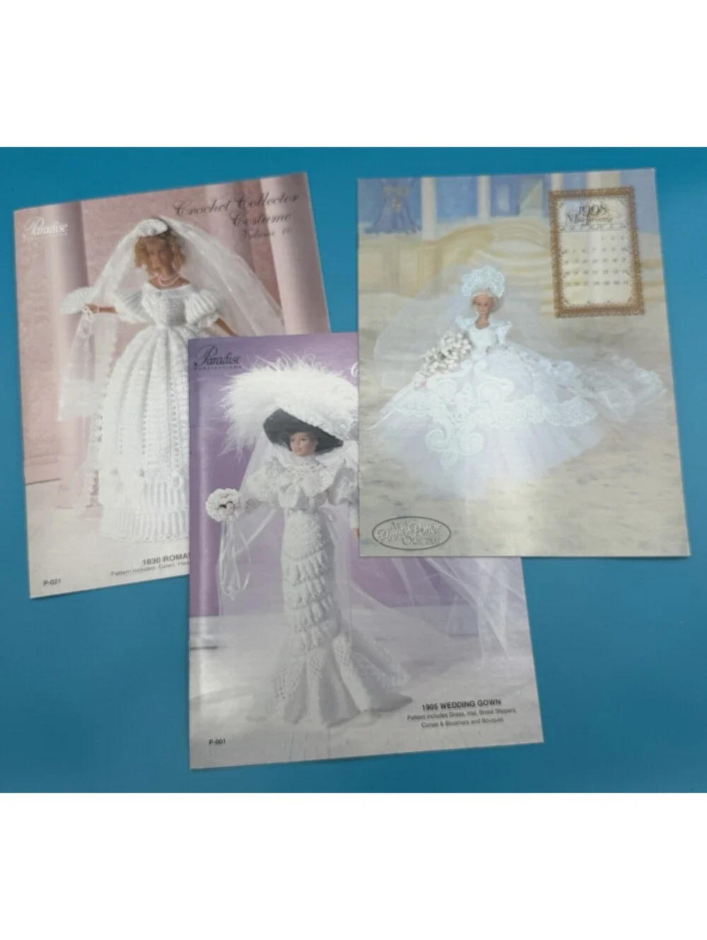 Lot Of 9 Vintage Barbie Size Wedding Crocheted Dress Patterns